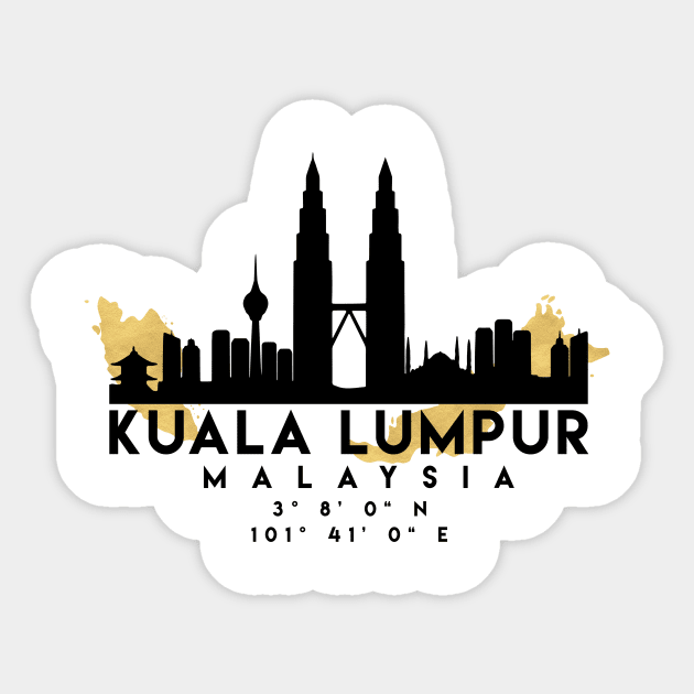 Kuala Lumpur Malaysia Skyline Map Art Sticker by deificusArt